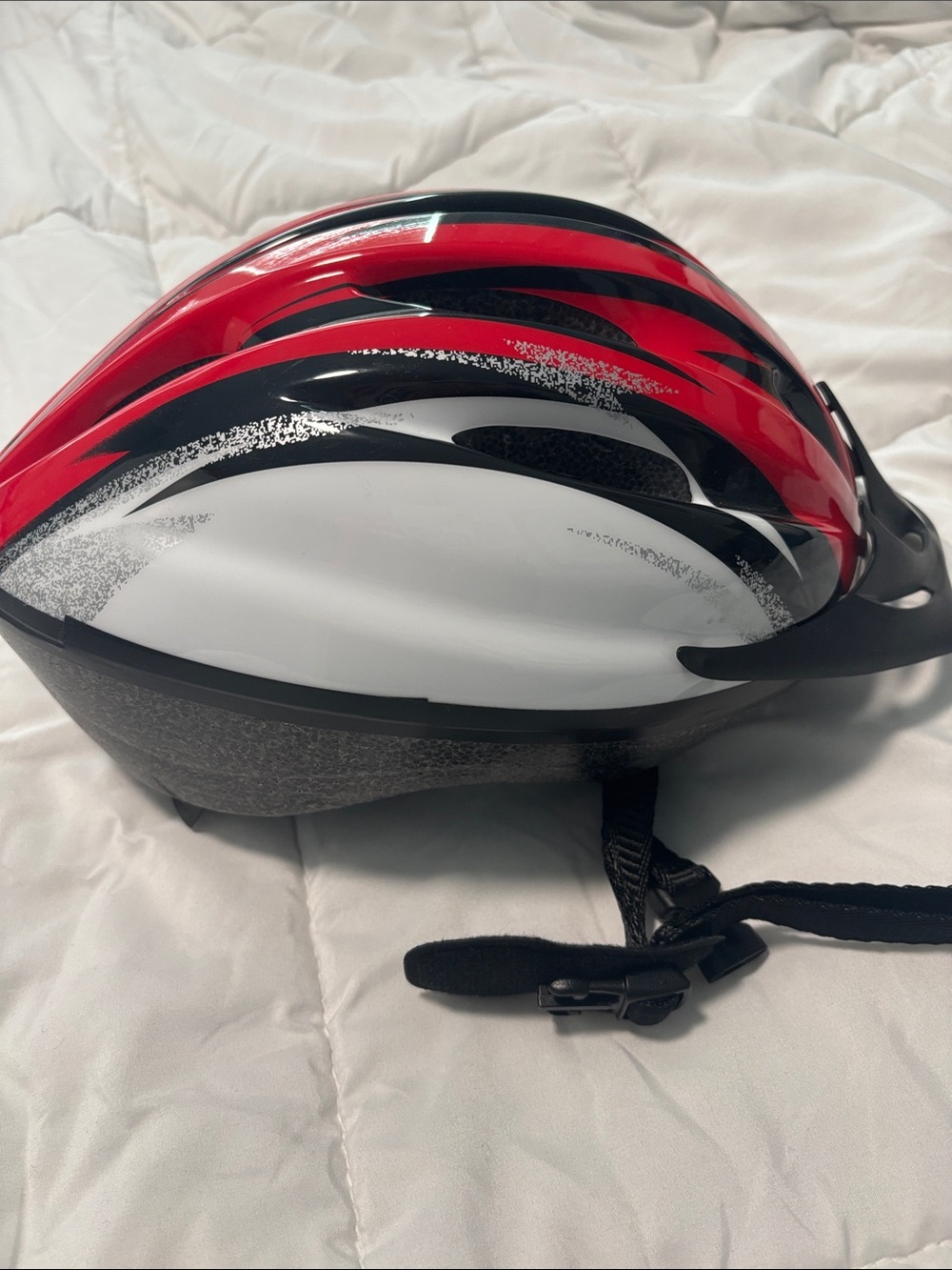 Red, White & Black Streamlined Bike Helmet